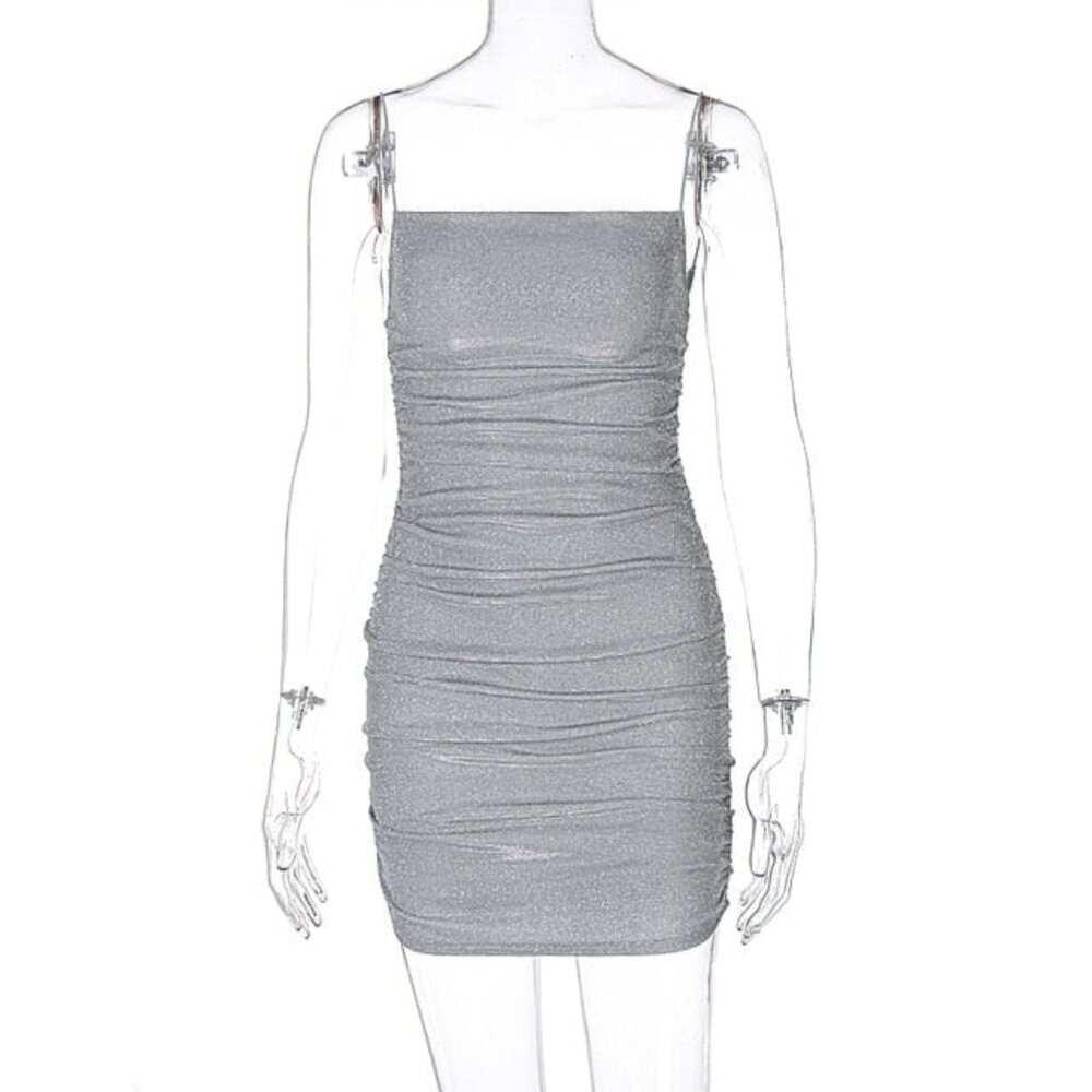 Sleeveless Sequined Shiny Mini Dress